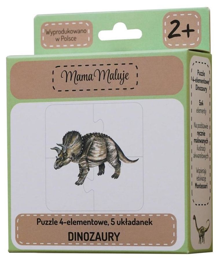 Mama Maluje, Dinozaury, puzzle, 4 elementy