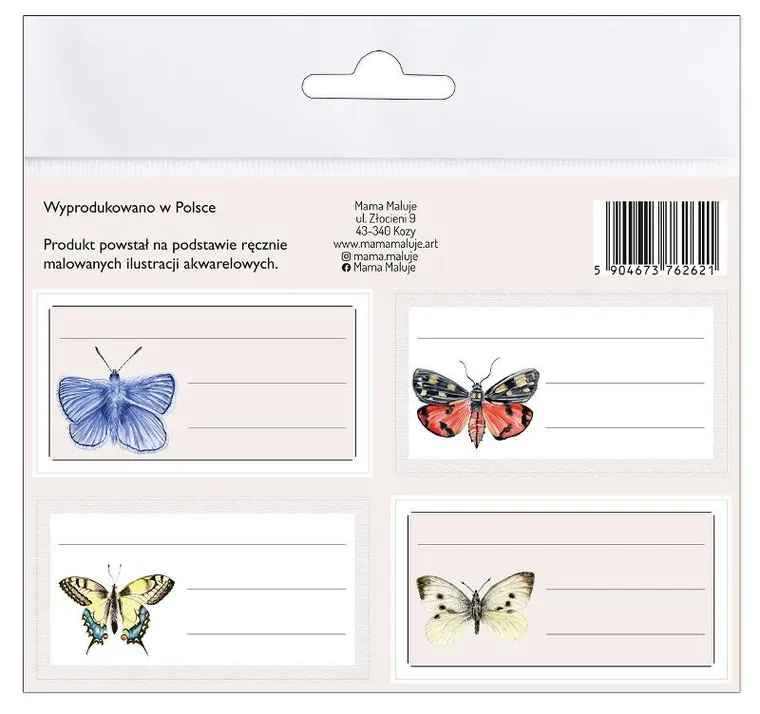 Mama Maluje, naklejki na zeszyty, motyle