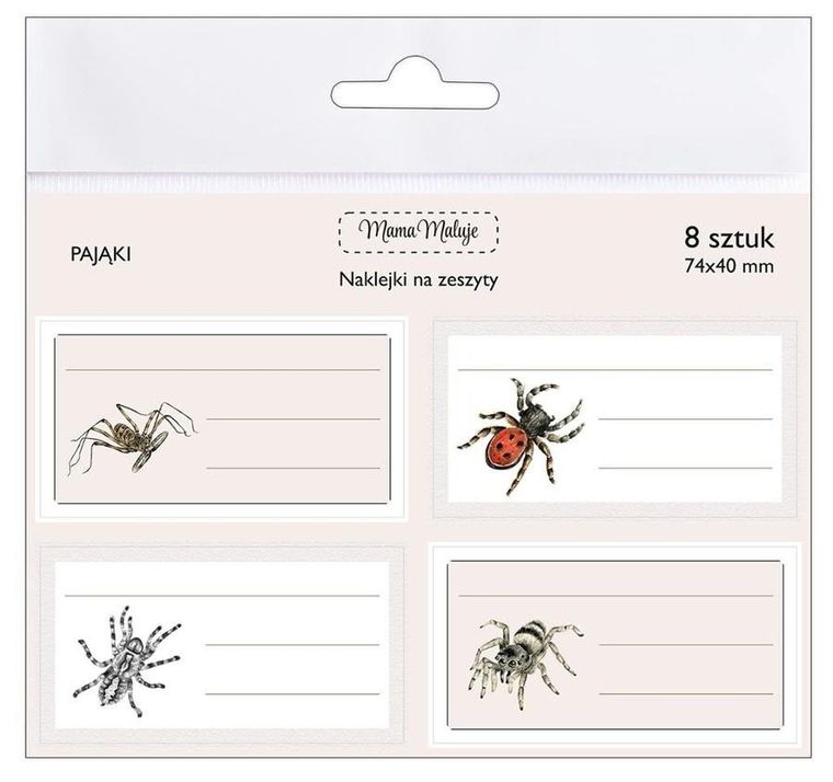 Mama Maluje, naklejki na zeszyty, pająki