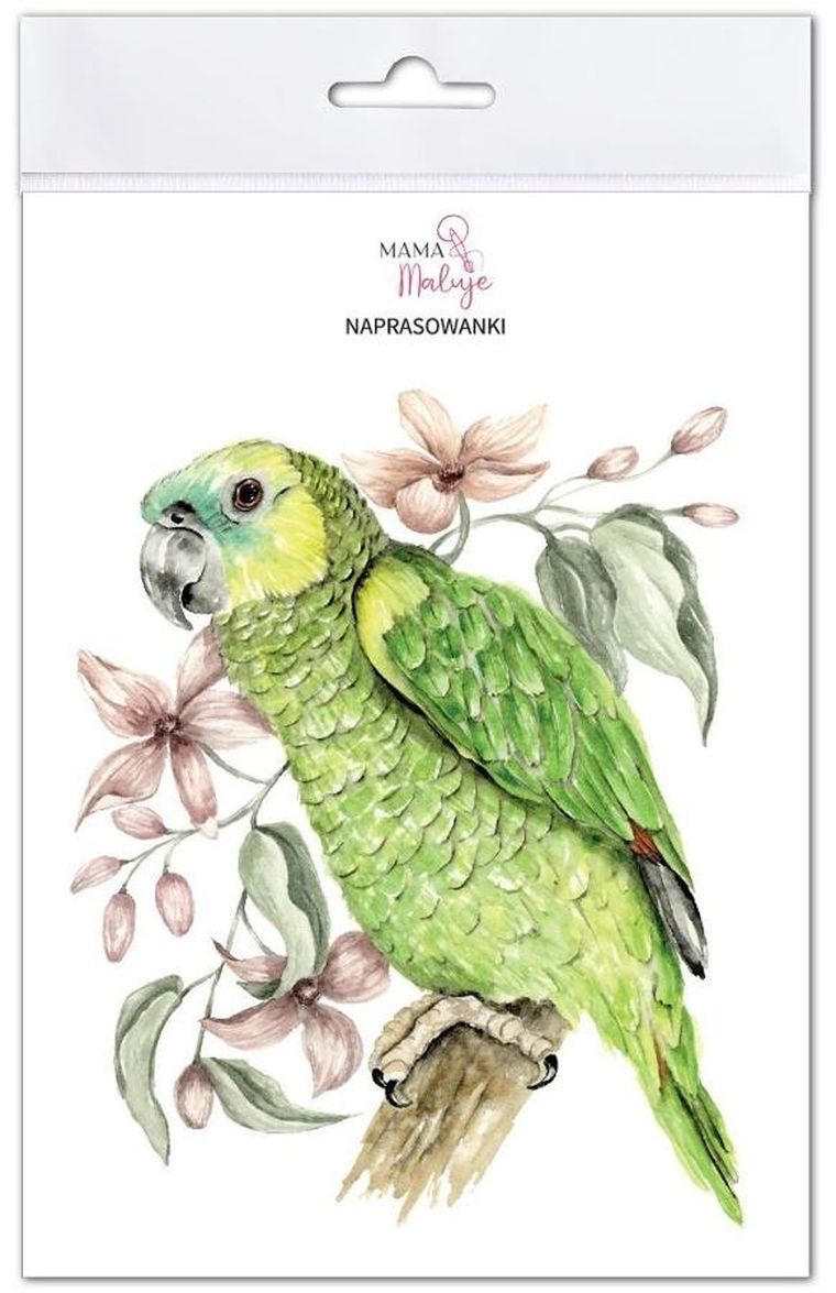 Mama Maluje, naprasowanki na ubrania, Papuga zielona