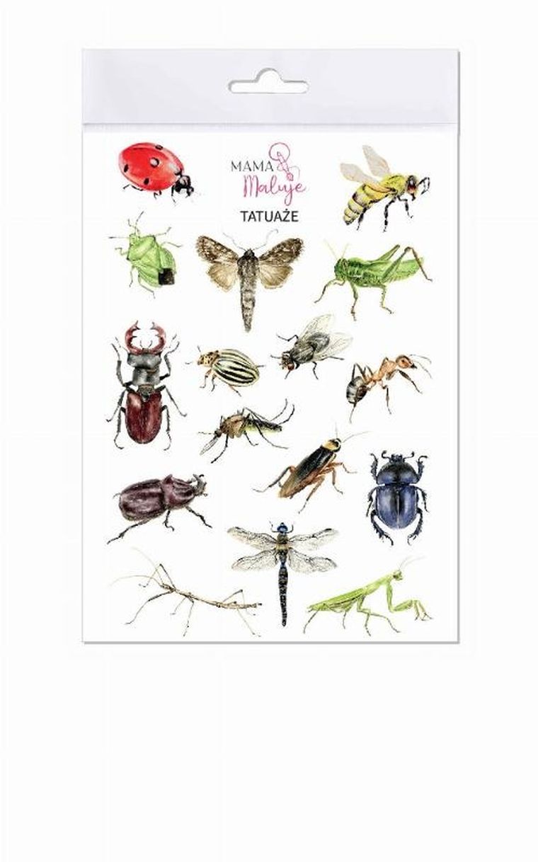 Mama Maluje, tatuaże zmywalne, owady, 16 szt.