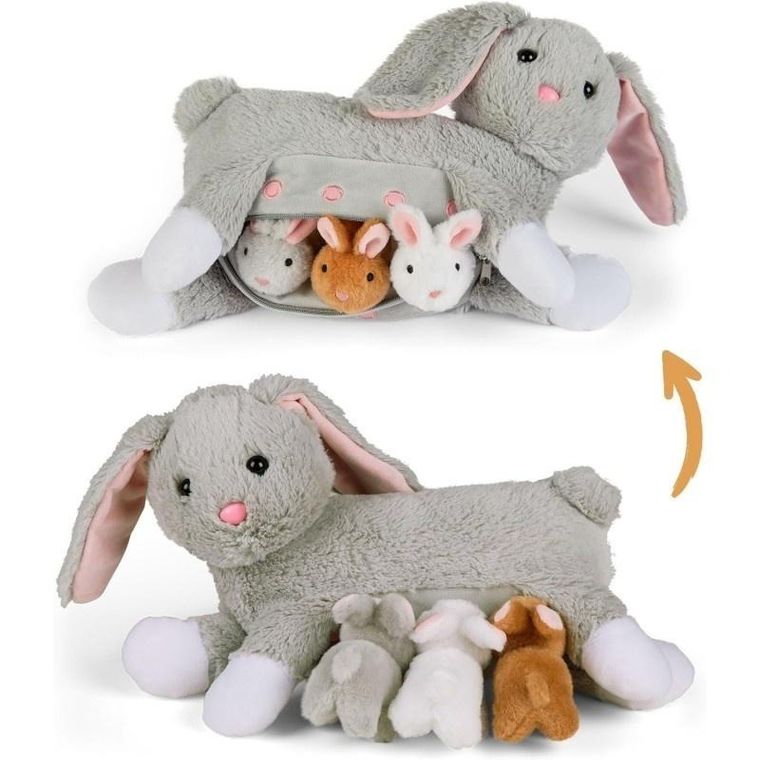 Mamanimals, mama królik z 3 małymi króliczkami, zestaw maskotek