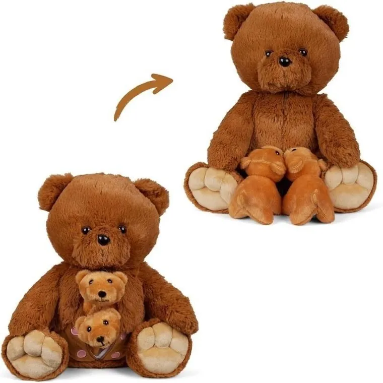 Mamanimals, mama miś z 2 małymi niedźwiadkami, zestaw maskotek