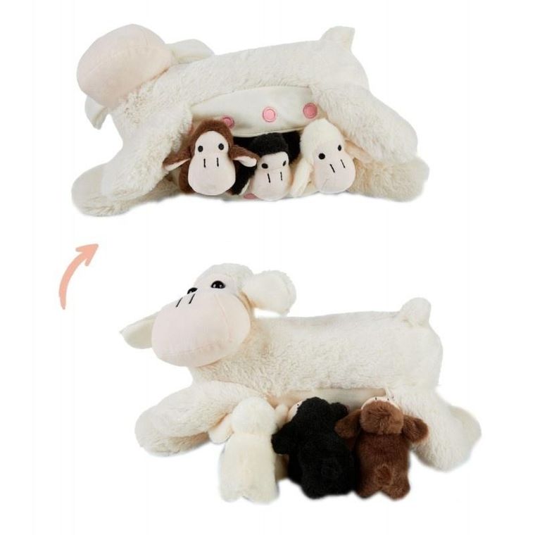 Mamanimals, mama owca z 3 małymi owieczkami, zestaw maskotek