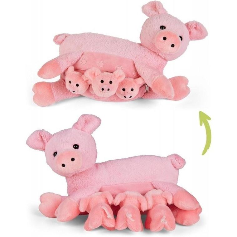 Mamanimals, mama świnka z 3 małymi prosiaczkami, zestaw maskotek