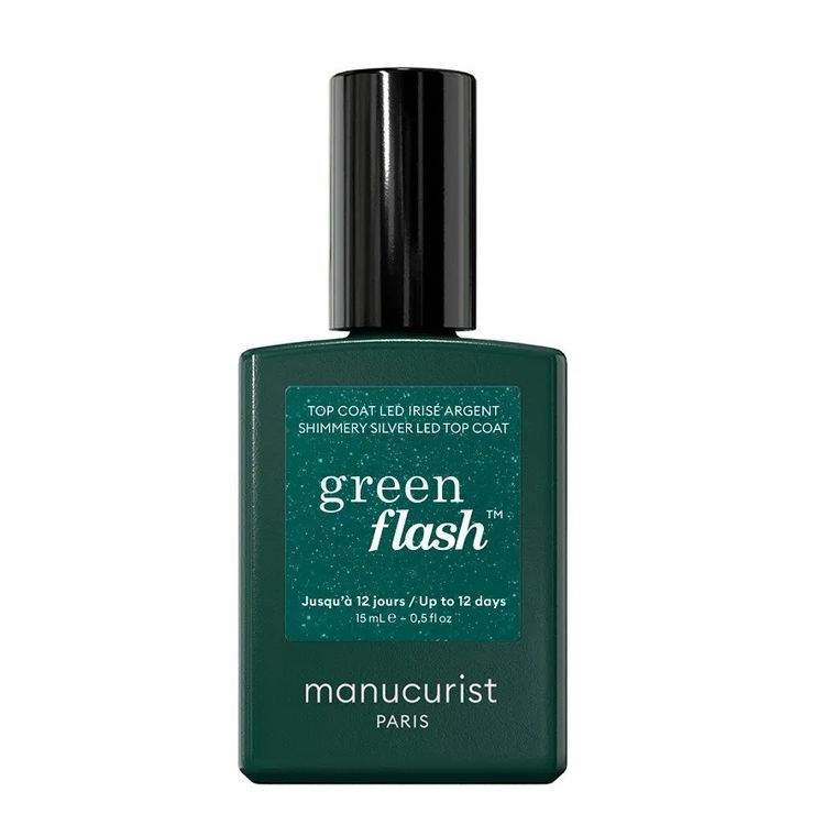 Manucurist, Green Flash, lakier nawierzchniowy, Shimmery Silver, 15 ml