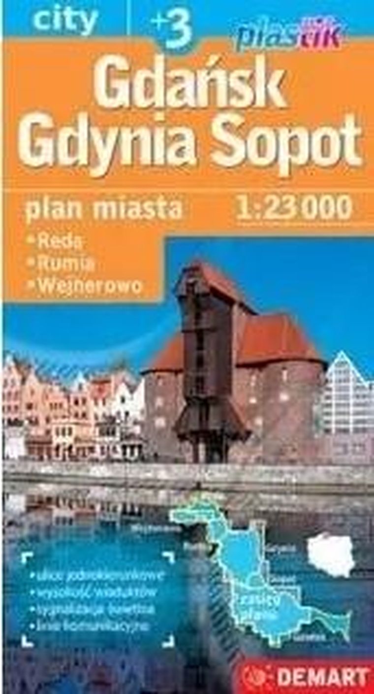 Mapa plastik GDAŃSK, GDYNIA, SOPOT plus 3