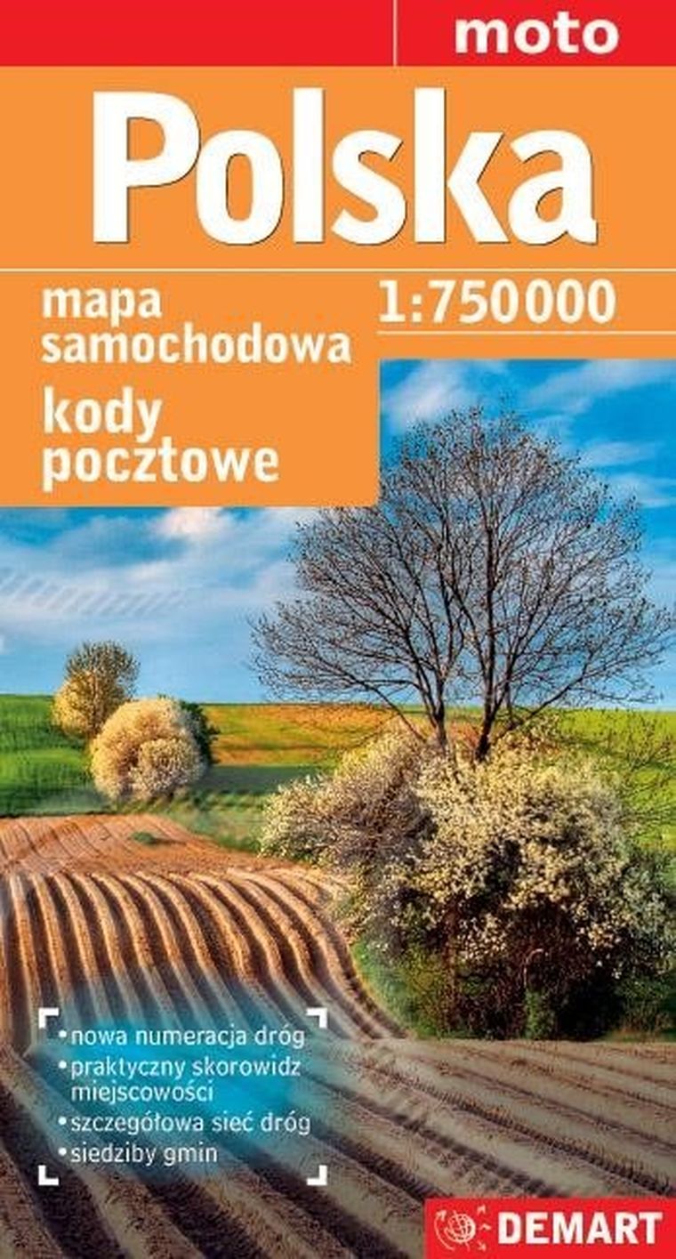 Mapa samochodowa - Polska 1:750 000 kody pocztowe
