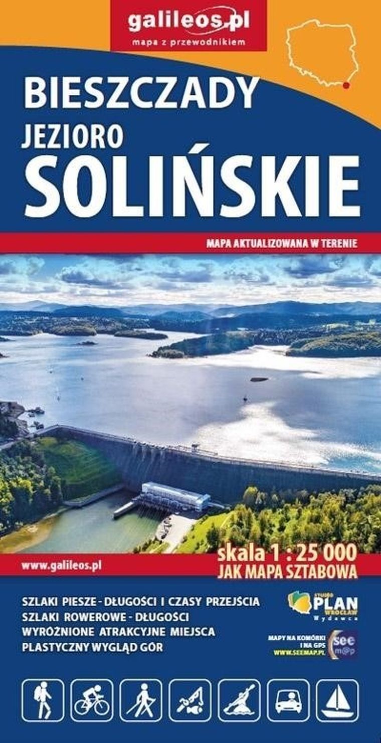 Mapa turystyczna. Bieszczady. Jezioro Solińskie 1:25 000