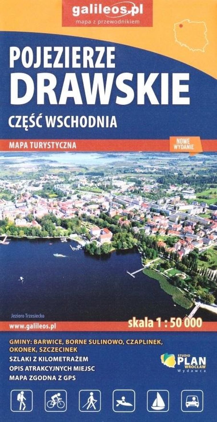 Mapa turystyczna. Pojezierze Drawskie, część wschodnia