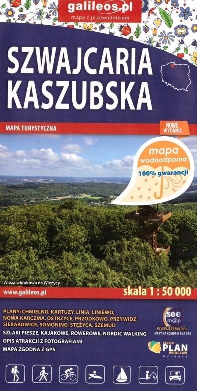 Mapa turystyczna. Szwajcaria Kaszubska