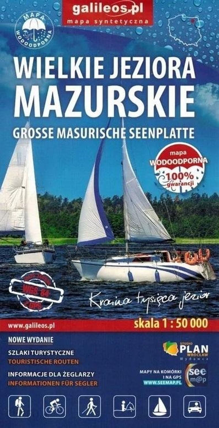Mapa. Wielkie Jeziora Mazurskie 1:50 000