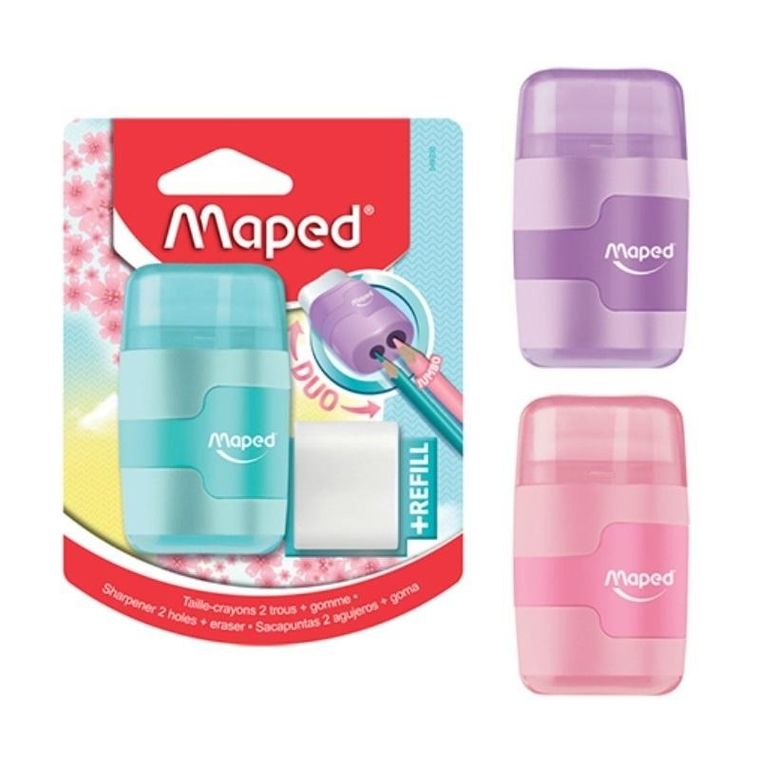 Maped, Connect Pastel, temperówka z gumką, 2 otwory