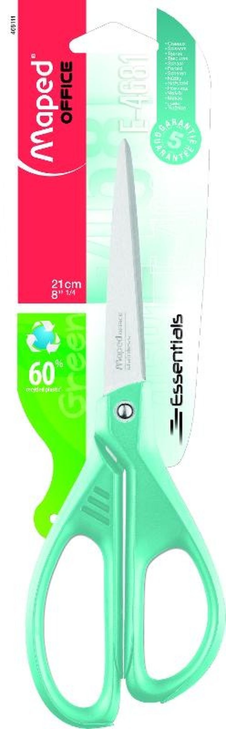 Maped, Essentials Green Pastel, nożyczki ekologiczne, 21 cm