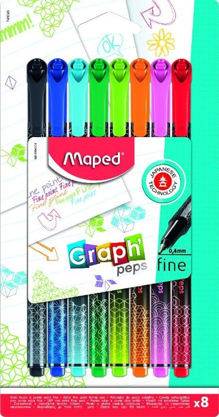 Maped, Graph Peps Deco, cienkopis, 8 kolorów