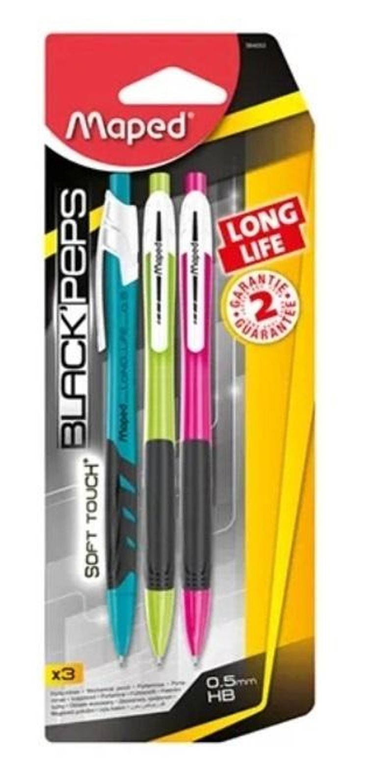 Maped, ołówek automatyczny, Blackpeps long life 0.5mm HB, 3 szt.