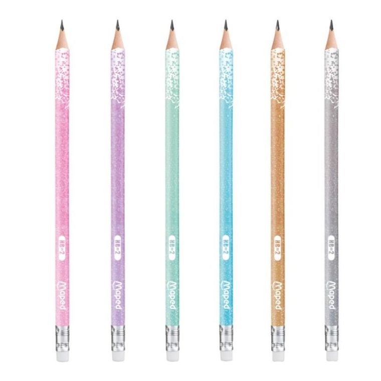 Maped, ołówek z gumką, HB, Glitter, brokat, 12 szt.