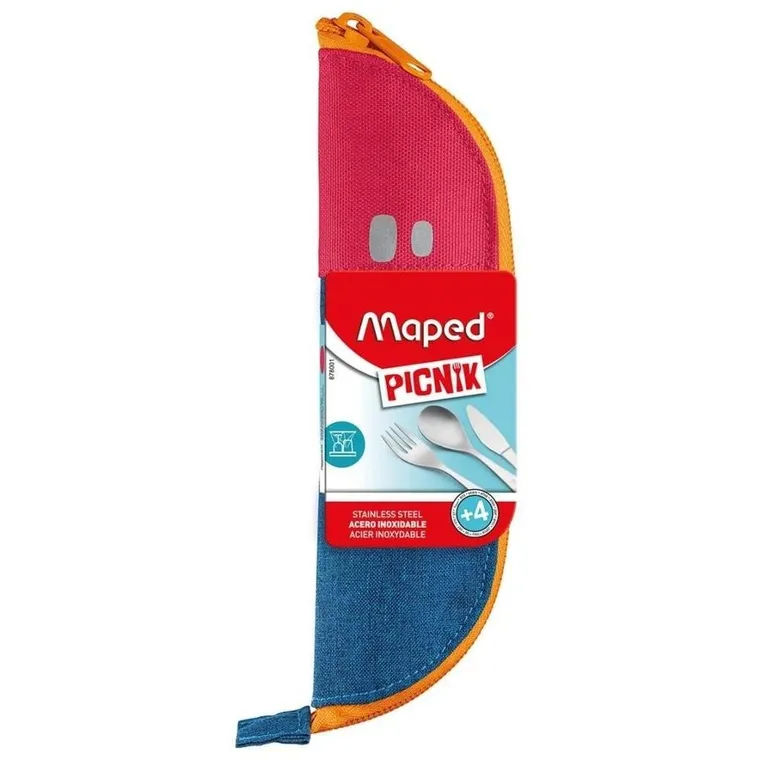 Maped, Picnik Kids, zestaw sztućców, różowe etui