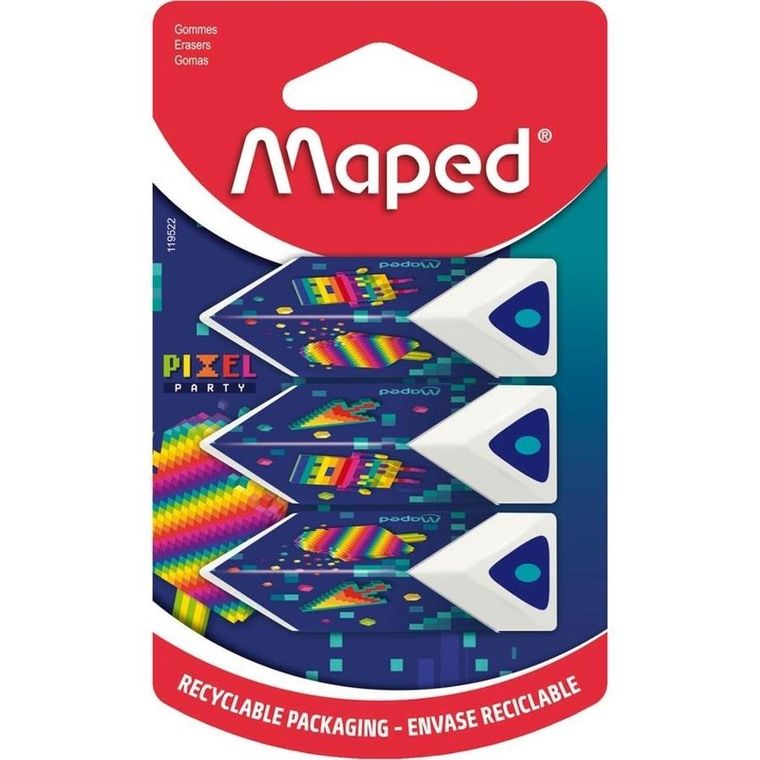 Maped, Pixel Pyramid, gumka do ścierania, 3 szt.