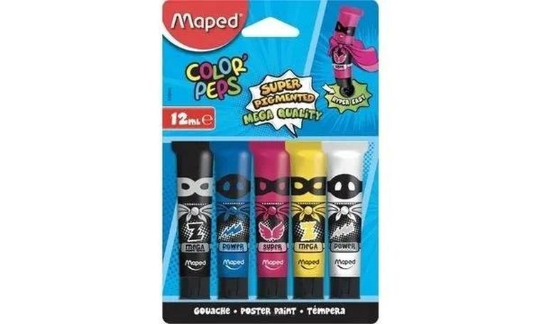 Maped, Superpower, farby, 12 ml, 5 kolorów