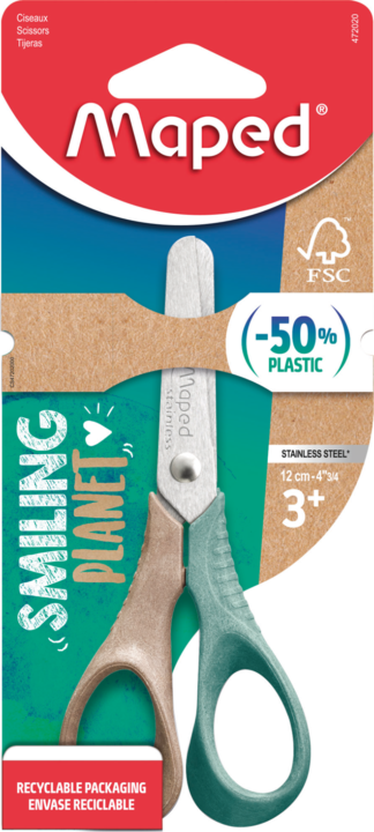 Maped, Vivo Smiling Planet, nożyczki szkolne, 12 cm