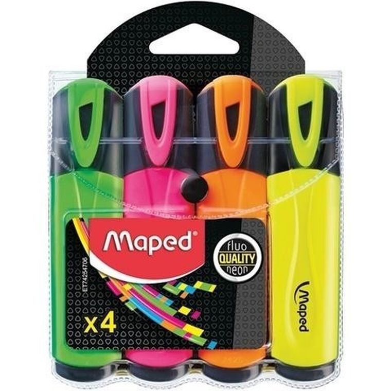 Maped, zakreślacz, fluo, 4 kolory