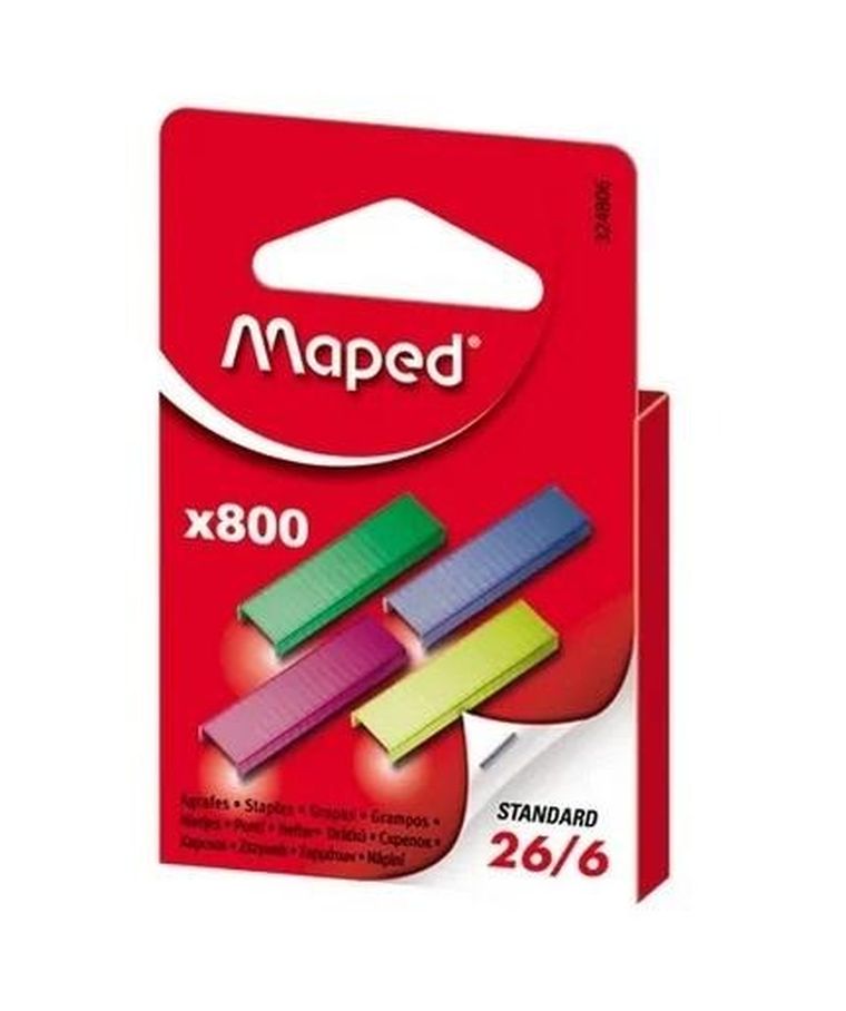 Maped, zszywki kolorowe 26/6, 800 szt.