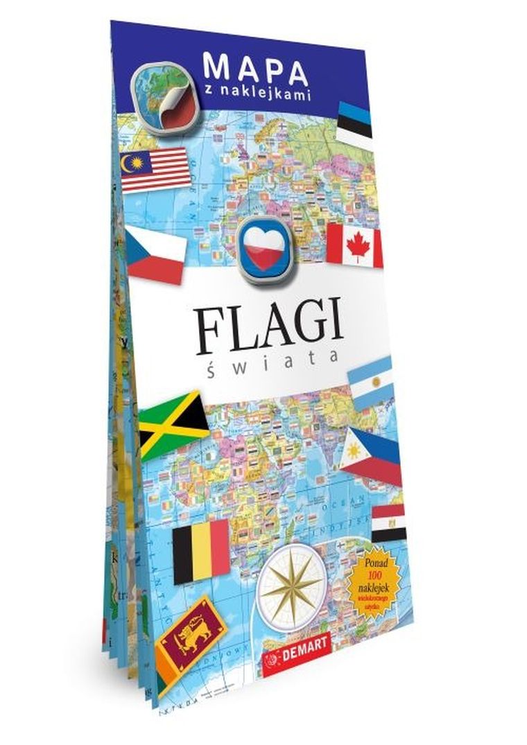 Mapy z naklejkami. Flagi świata