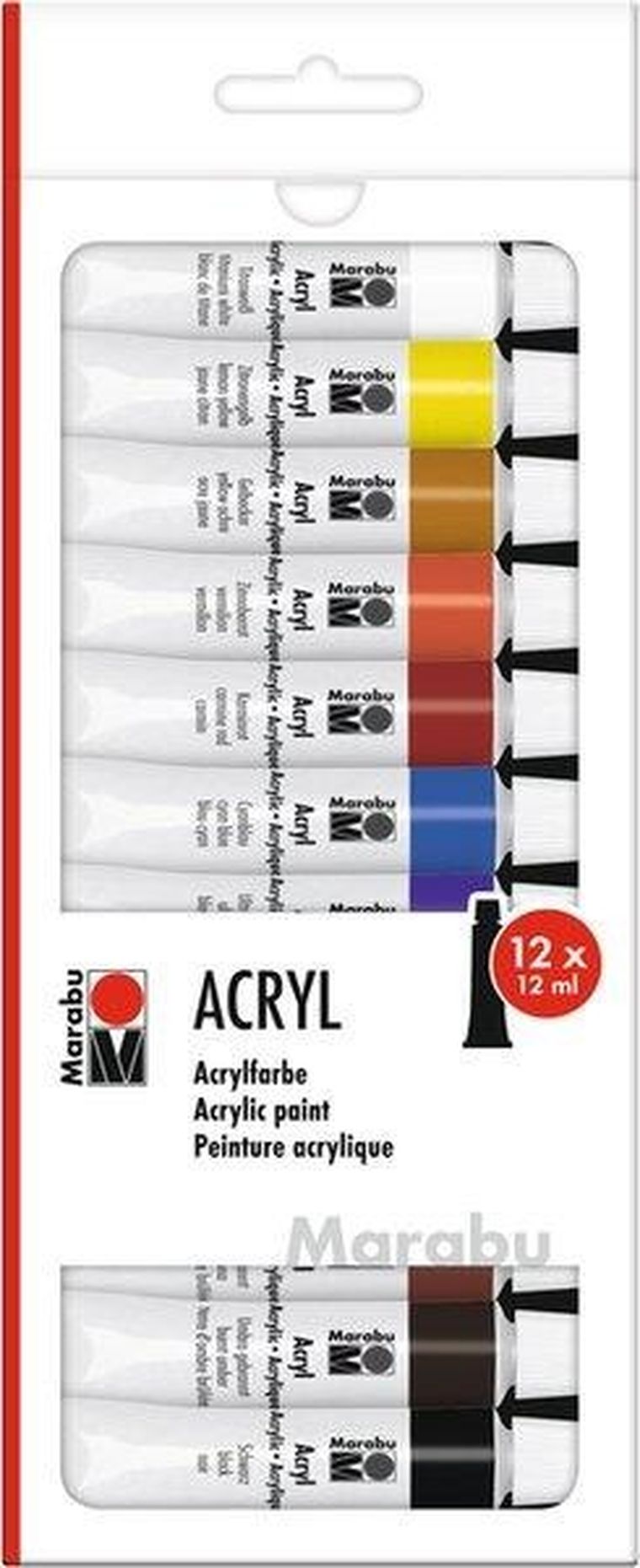 Marabu, farby akrylowe, 12 ml, 12 kolorów