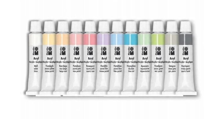 Marabu, farby akrylowe, pastelowe, 12 ml, 12 kolorów