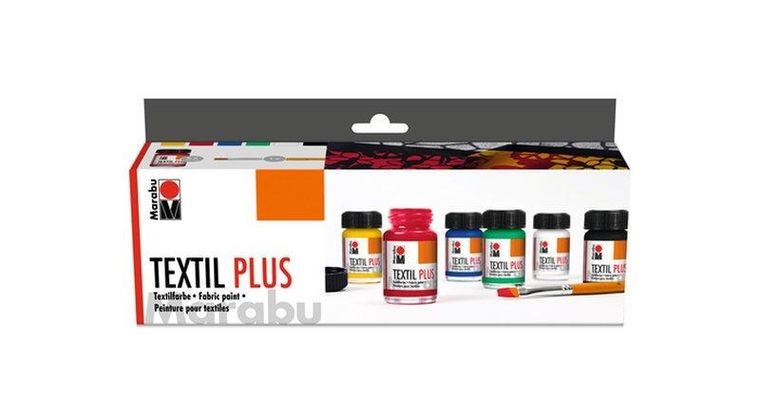 Marabu, Textile plus starter, farby do tkanin, 15 ml, 6 kolorów