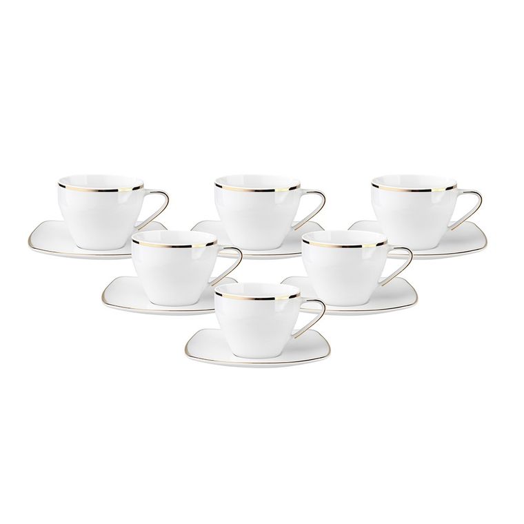 MariaPaula, Moderna, Kwadratowa Gold, zestaw do kawy, 12 elementów