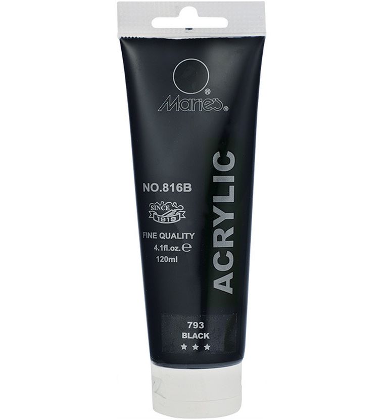 Maries, farba akrylowa, czarna, 120 ml