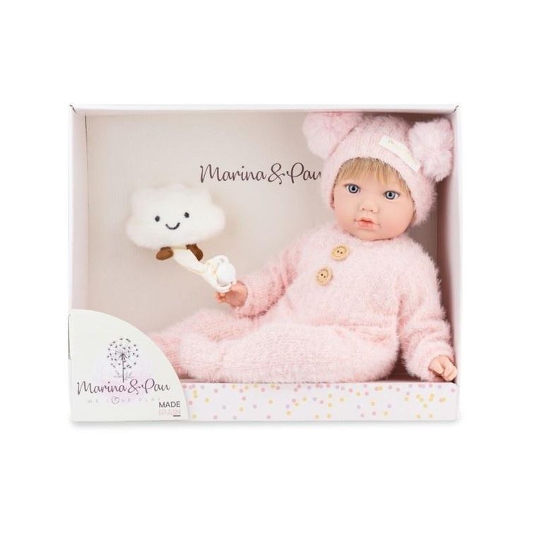 Marina&Pau, lalka hiszpańska, Alina z maskotką chmurką, 45 cm