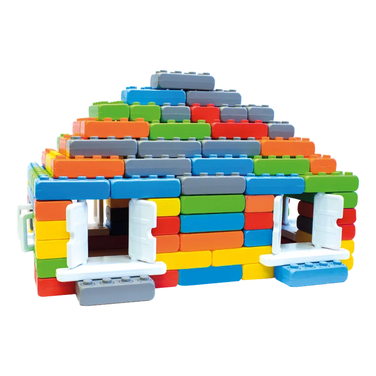 Marioinex, cegły junior, klocki XL z drzwiami i oknami, 140 elementów