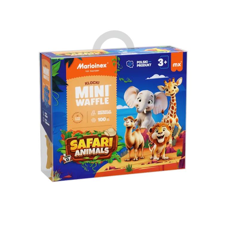 Marioinex, Mini Waffle, Animals Safari, klocki konstrukcyjne, 100 elementów