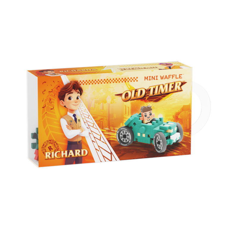 Marioinex, Mini Waffle, Cars, Teal Old-Timer, klocki konstrukcyjne, 50 elementów