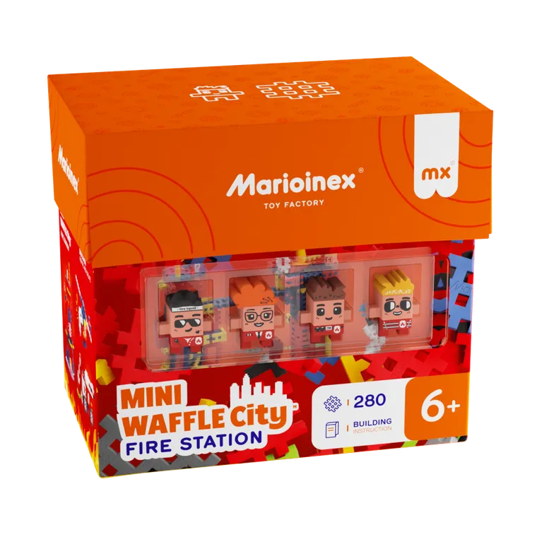 Marioinex, Mini Waffle, City, Remiza Strażacka, klocki konstrukcyjne, 280 elementów
