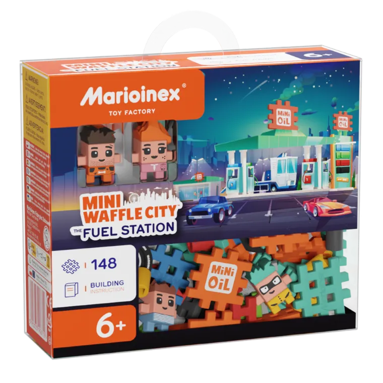 Marioinex, Mini Waffle, City, Stacja Paliw, klocki konstrukcyjne, 148 elementów