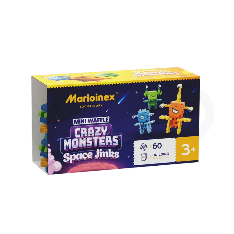 Marioinex, Mini Waffle, Crazy Monsters, Space Jinks, klocki konstrukcyjne, 60 elementów