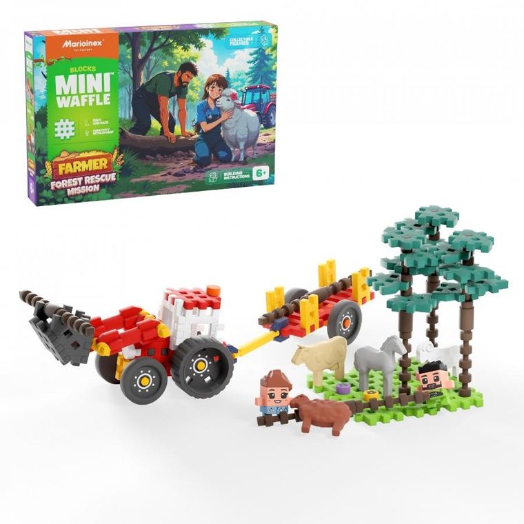 Marioinex, Mini Waffle, Farmer, Leśna akcja ratunkowa, klocki konstrukcyjne, 100 elementów