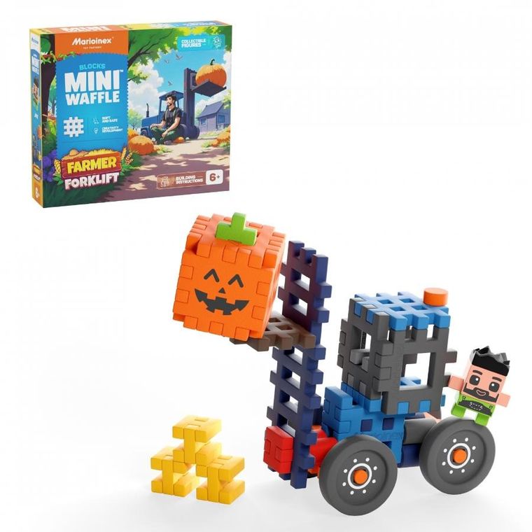 Marioinex, Mini Waffle, Farmer, Wózek widłowy, klocki konstrukcyjne, 50 elementów