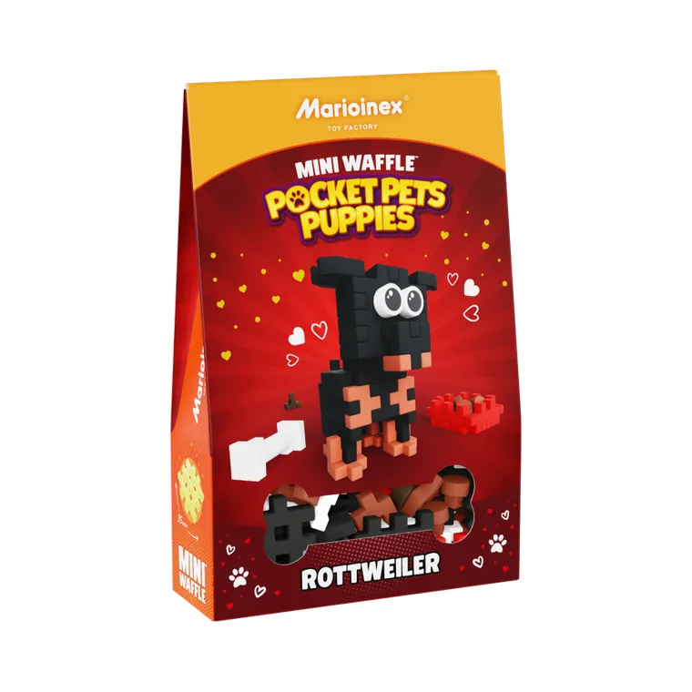 Marioinex, Mini Waffle, Pocket Pets Puppies, Rottweiler, klocki konstrukcyjne, 50 elementów