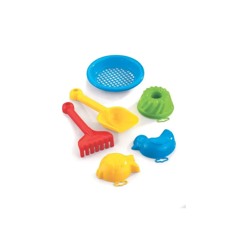Marioinex, zestaw, łopatka, grabki, 3 foremki, sitko