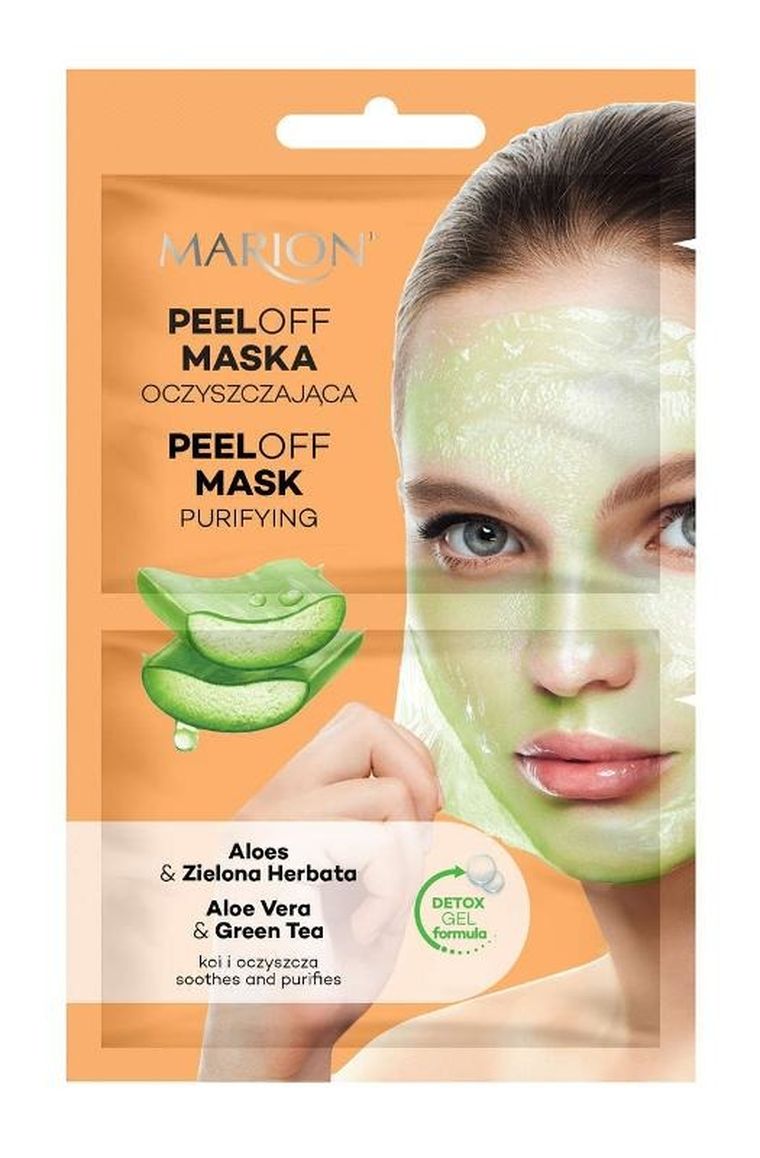 Marion, maska do twarzy peel off oczyszczająca, aloes & zielona herbata, 18 ml