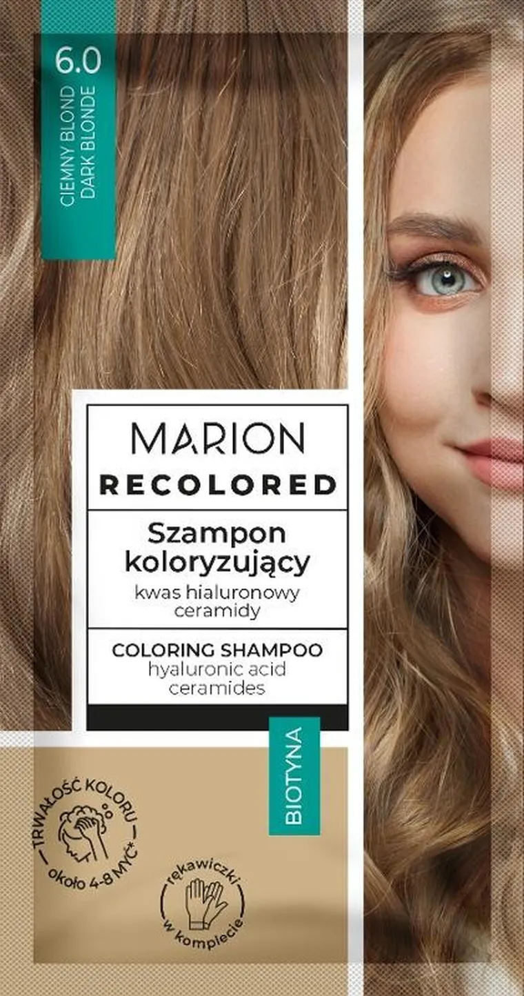 Marion, Rcolored, szampon koloryzujący, nr 60, ciemny blond, 4-8 myć, 35 ml