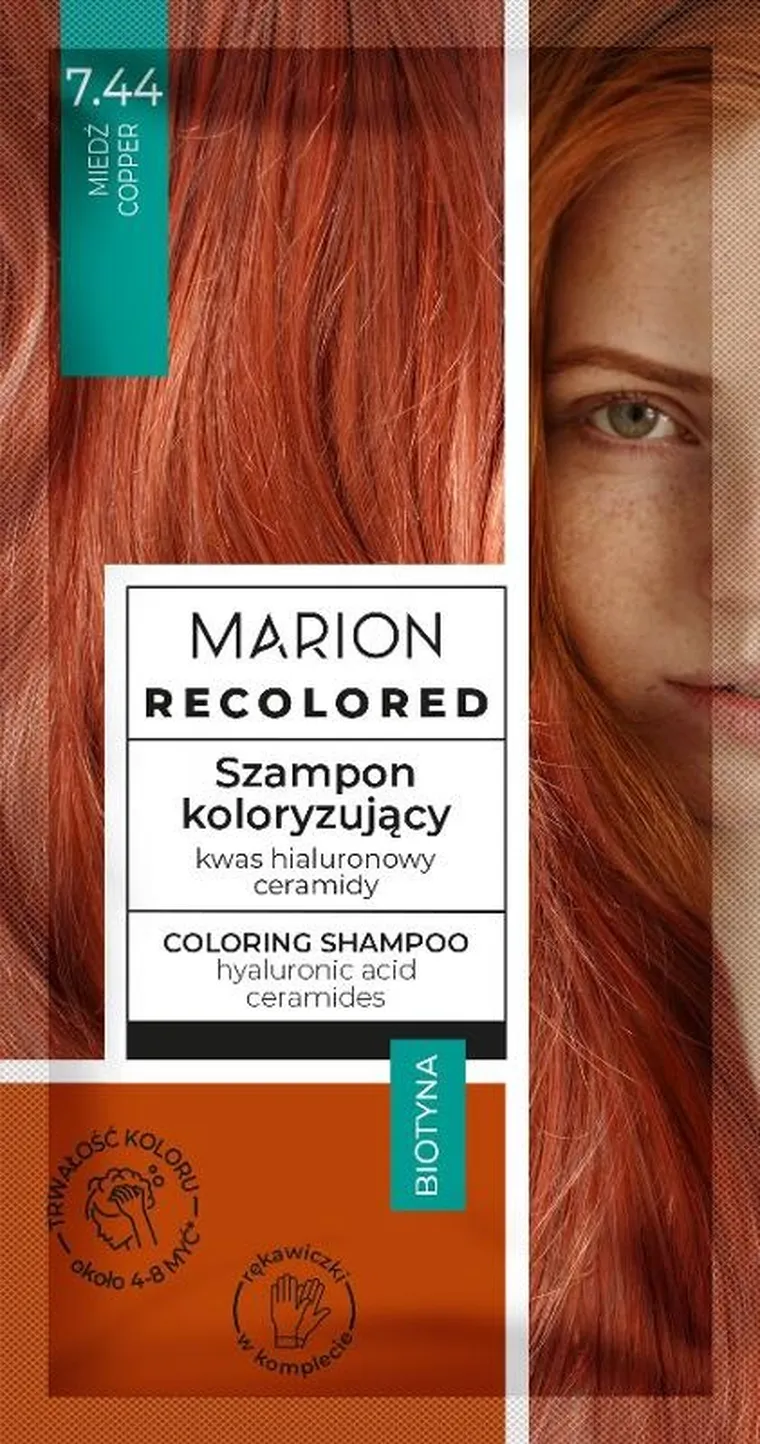 Marion, Rcolored, szampon koloryzujący, nr 744, miedź, 4-8 myć, 35 ml
