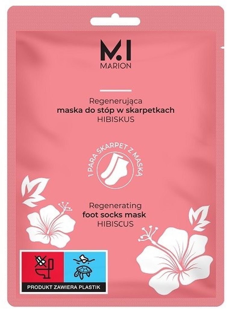 Marion, regenerująca maska do stóp w skarpetkach, hibiskus, 2-15 ml