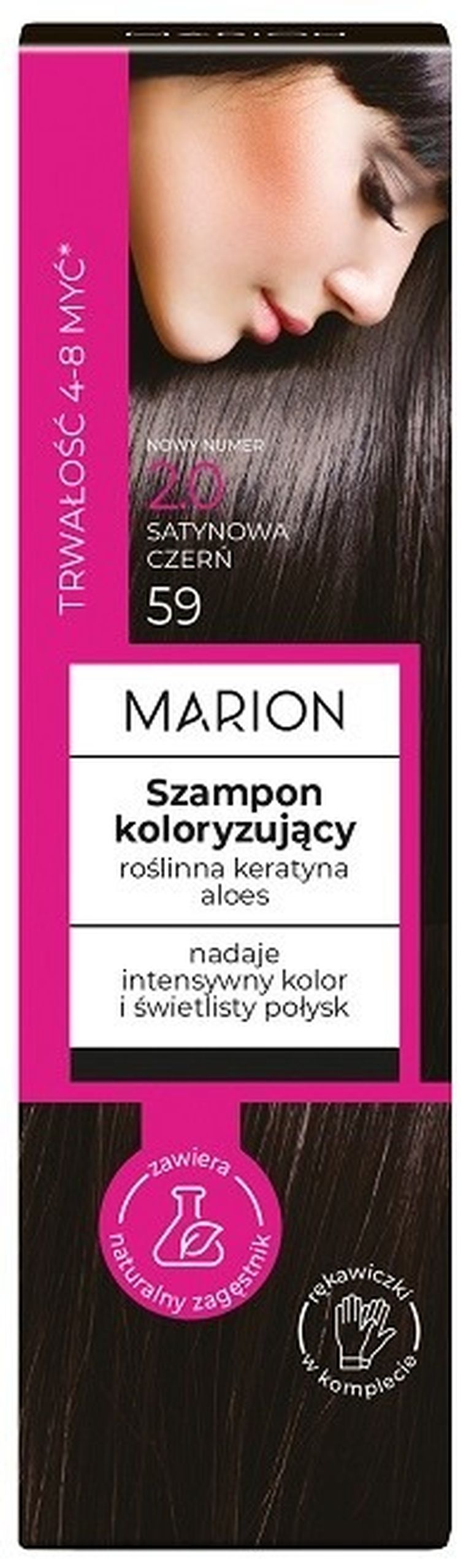 Marion, szampon koloryzujący, 4-8 myć, nr 20 satynowa czerń, 100 ml
