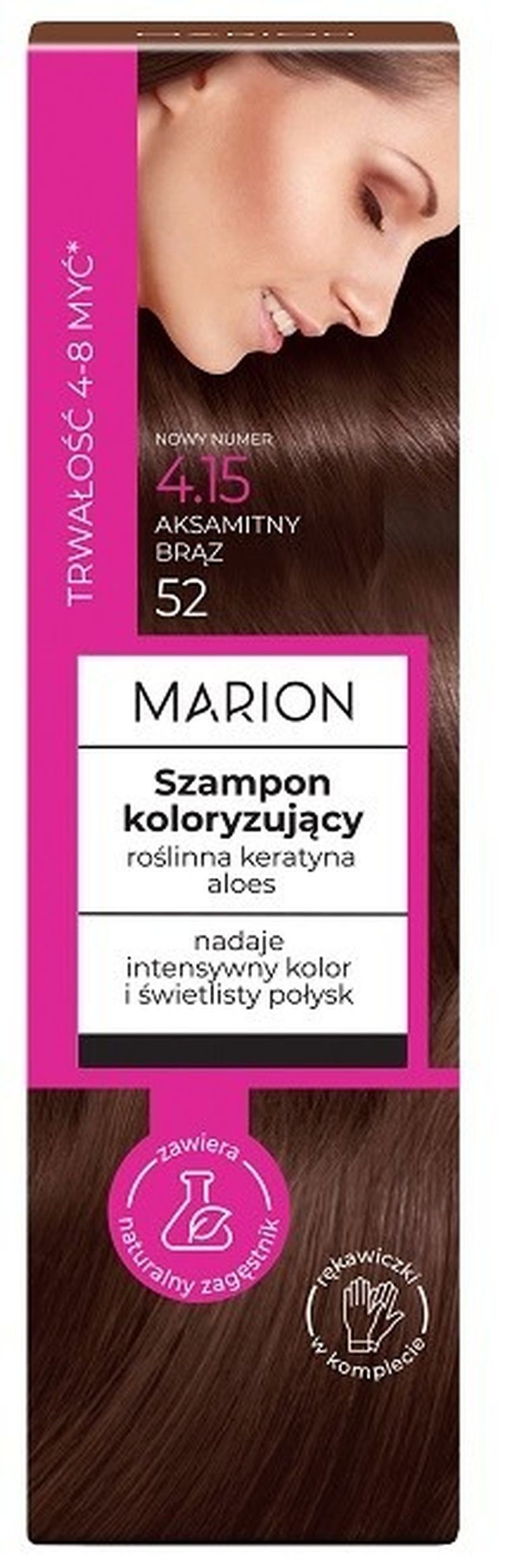 Marion, szampon koloryzujący, 4-8 myć, nr 415 aksamitny brąz, 100 ml